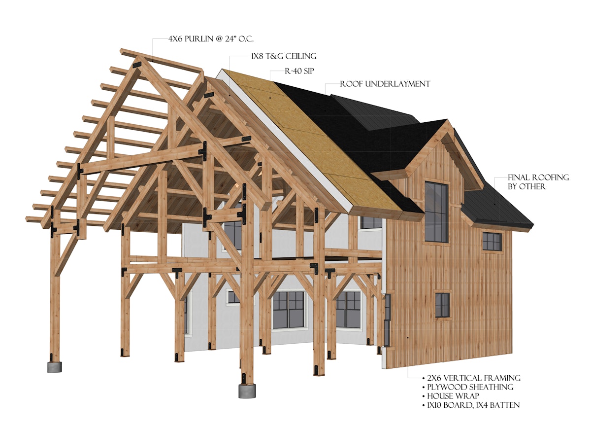Timberlyne Bluejay Cabin Timber Frame Home Cutout