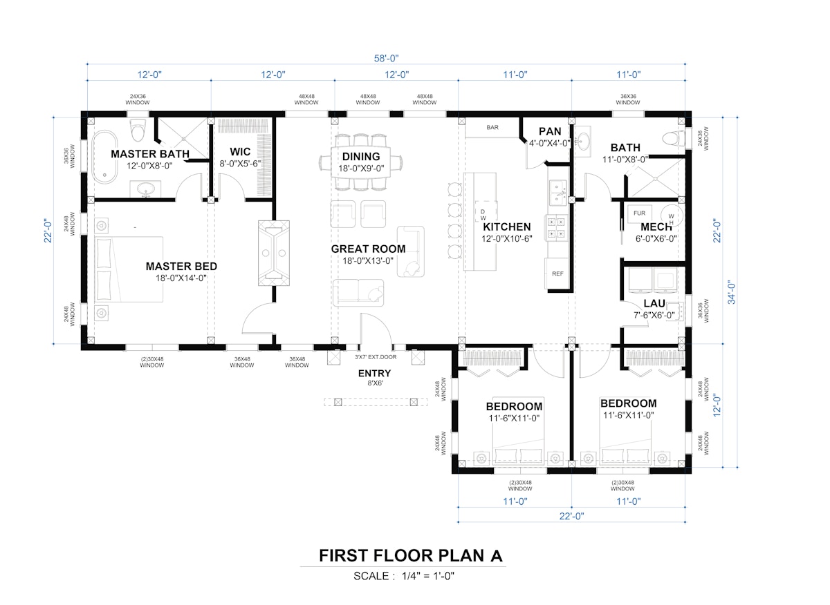 Timberlyne Cook Timber Frame Home Main Floor Plan A
