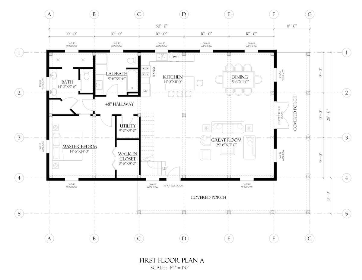 Timberlyne Hogan Timber Frame Home Main Floor Plan A