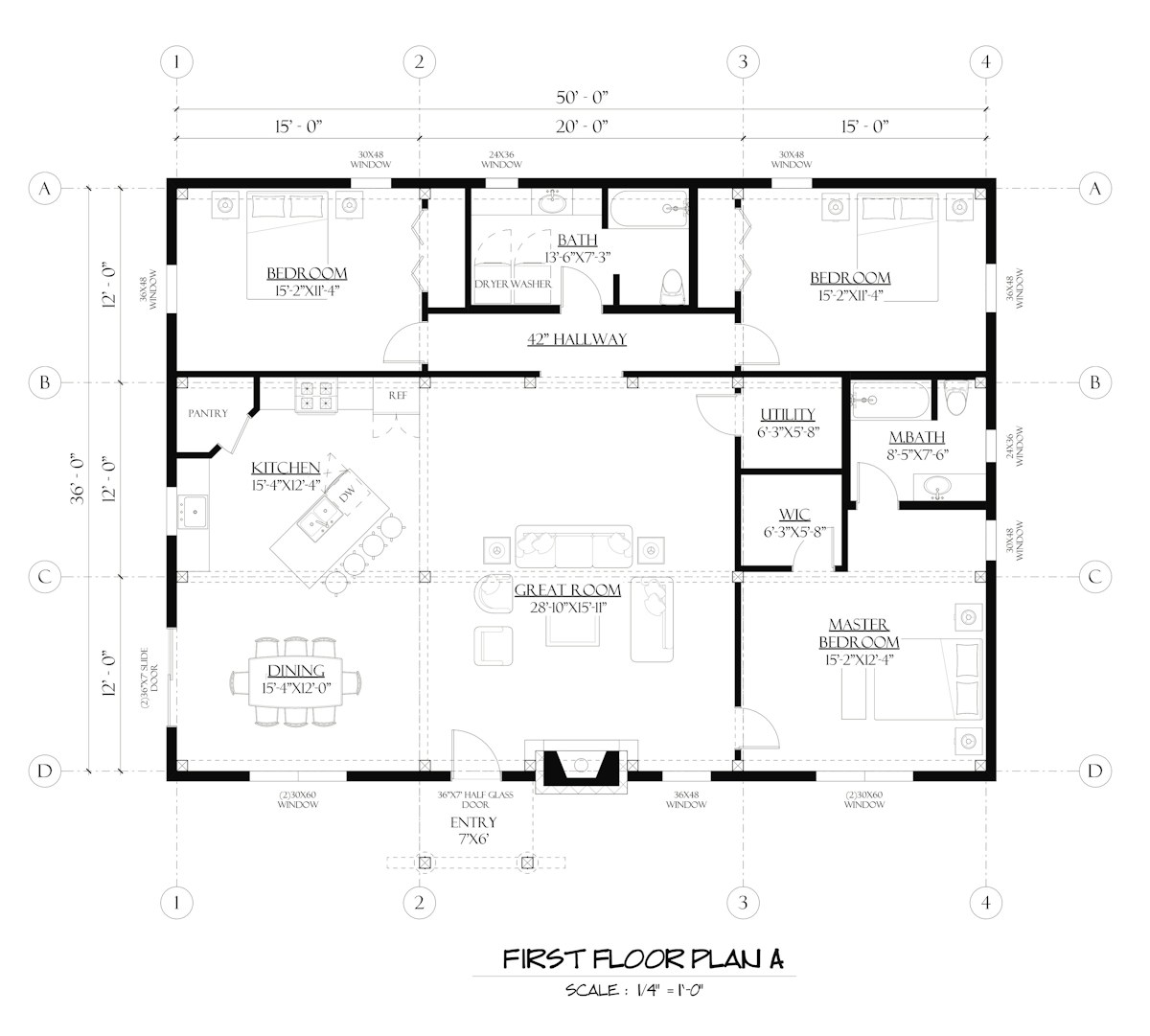 Timberlyne Hubbard Timber Frame Home Main Floor Plan A