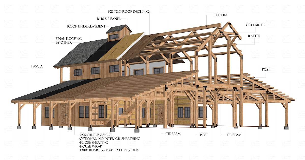 Timberlyne Lux Loft Living Timber Frame Home Barn Cutout